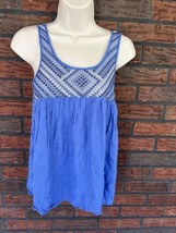 Periwinkle Blue Tank Top XS Embroidery Detail Sleeveless Halter Shirt Aeropostal - £2.83 GBP