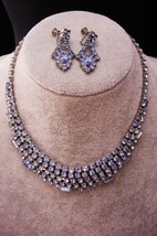 Something BLUE Necklace set - Vintage Rhinestone arched choker - chandel... - £121.89 GBP