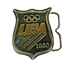 Vintage 1980 Olympic Belt Buckle Bergamot Brass Works USA Sports - £6.87 GBP