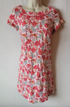 Boden Floral Dress Size 6R Pink Red Cotton Short Sleeve Crew Neck​ - $39.99