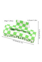Light Green Checkered Print Hollow Out Hair Clip - $76.94 MXN