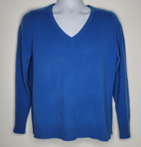 Saks Fifth Avenue Mens XL 100% Cashmere Pullover Blue V Neck Sweater - £23.69 GBP