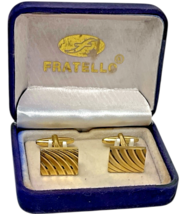 Vintage Fratello Swank Textured Gold Tone Rectangle Cufflinks image 5