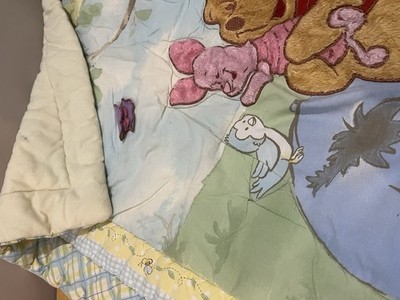 Pooh Piglet Eeyore Bird Butterfly Crib Comforter Bee Blue Yellow Plaid Blanket Item image 4