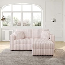 Modern 2-Person Sofa w/ Hydraulic Lift (Light Pink) - £782.74 GBP