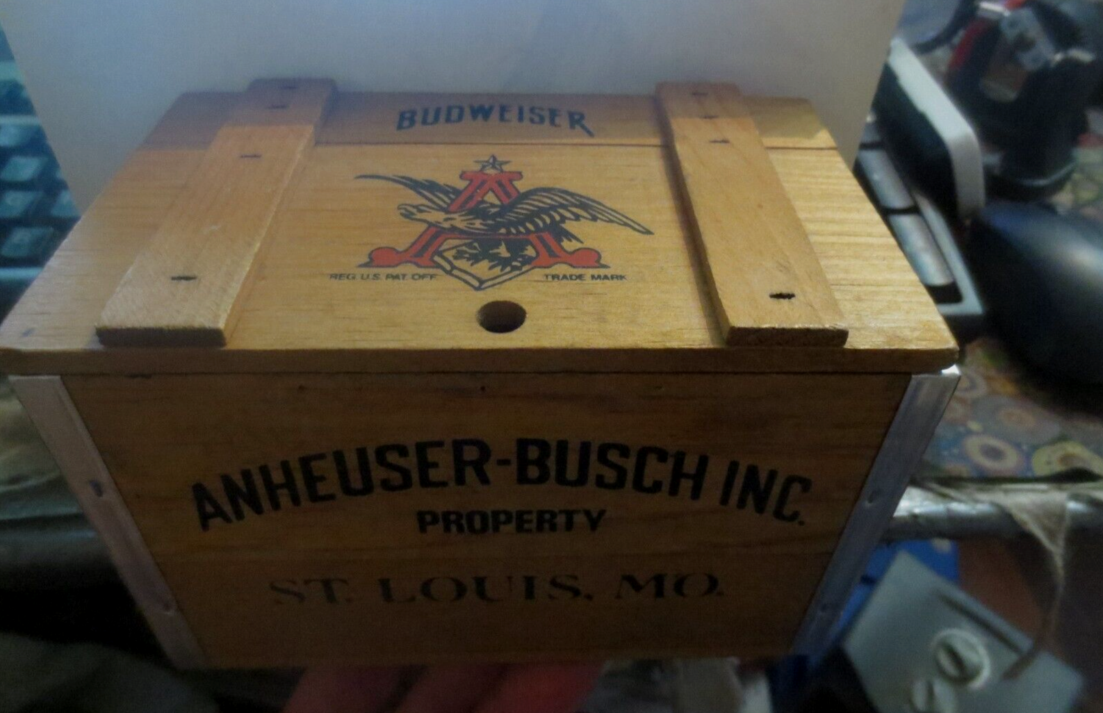 VTG Mini 6” Wood Beer Crate Anheuser Busch Budweiser Wooden Box with notes - $37.04