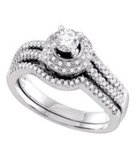14k White Gold Round Diamond Bridal Wedding Engagement Ring Band Set 1/2... - £958.42 GBP