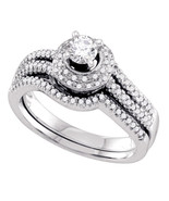 14k White Gold Round Diamond Bridal Wedding Engagement Ring Band Set 1/2... - €1.041,52 EUR