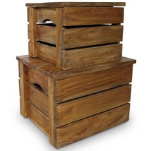 Storage Crate Set 2 Pieces Solid Mahogany Wood - €168,16 EUR