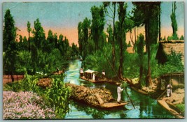 Boats on Canal Xochimilco Mexico Chrome Postcard W22 - £2.29 GBP