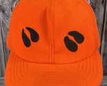 Vintage Blaze Orange Hunting Snapback Trucker Hat - Deer Hoof Prints - $9.74