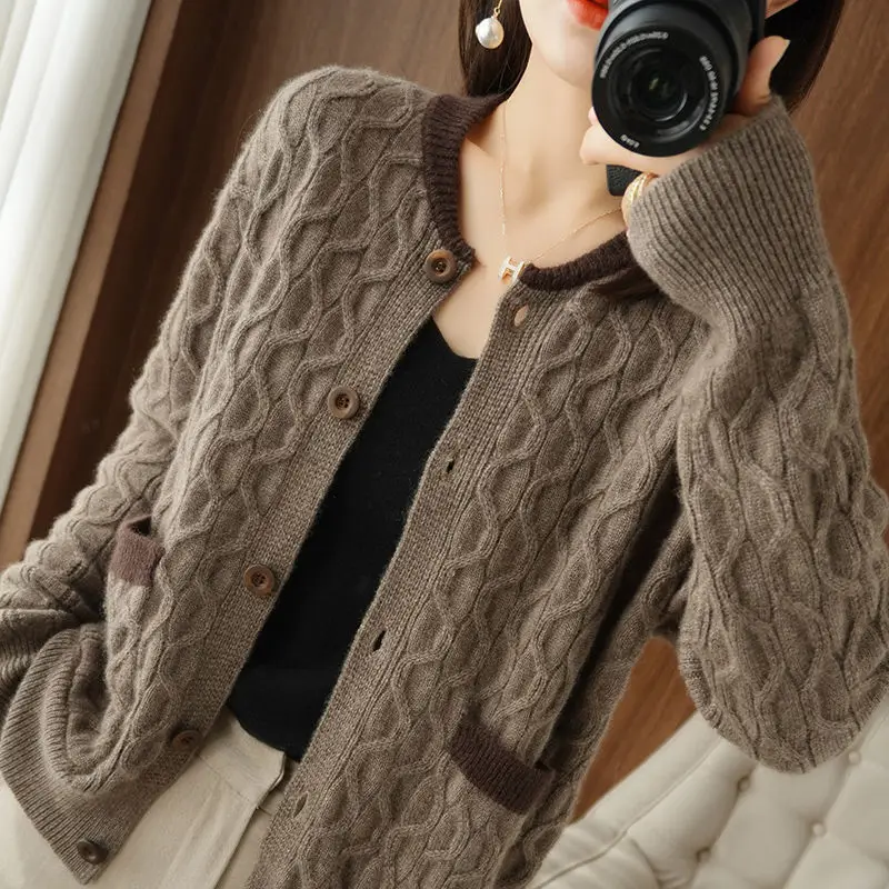 Women&#39;s Clothing s&amp;Jumper Cardigan Autumn Winter Thick Solid Office Lady Loose F - £108.06 GBP
