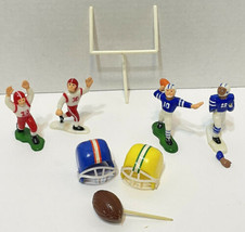 Vintage Lot of 8 Plastic Football Players Helmets Ball Goal Post Blue Red - £11.55 GBP