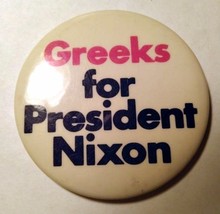 Political Button-Greeks for President Nixon - £9.41 GBP
