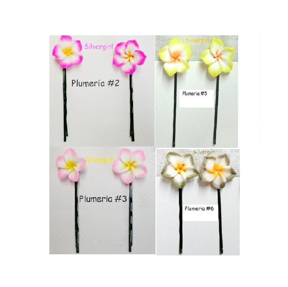 Pretty Polymer Clay Plumeria Flower Bobby Pins Little Girls Moms