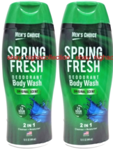 Lot 2x Men&#39;sspring Fresh 2 In 1 Deodorant Body Wash 24 Hr Original Scent 15 Oz Ea - £17.40 GBP