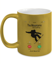 Snowboarding Mugs The Mountains Are Calling Gold-M-Mug  - £14.31 GBP