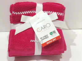 6pc Caro Home Hot Pink White WASHCLOTHS  Towels Set Quick Dry - £21.13 GBP