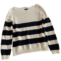 Tommy Hilfiger Sweater Size M Striped White Blue Nautical Long Sleeve Shirt Top - £19.54 GBP