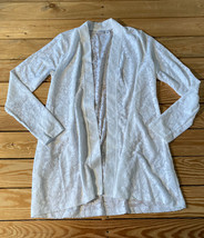Susan graver NWOT women’s burnout knit open front duster cardigan 2XS white t12 - £14.91 GBP