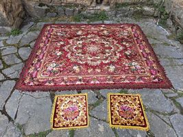 Vintage floral velvet bedspread, Italian velvet bed cover, 70s bohemian ... - $150.00