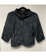 Ann Taylor Gray Green Tweed Cropped Blazer Jacket Bubble Sleeve Womens S... - $38.61