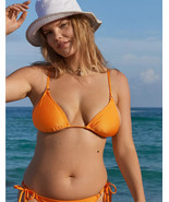 Aerie Swim Shine Rib String Triangle Bikini Top LARGE Simply Orange - €21,00 EUR