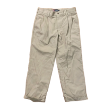 Chaps Khaki Pleated Cuffed Cotton Pants Mens 34x28 inches Preppy - £10.79 GBP