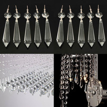 10x Chandelier Clear Crystal Glass Lamp Prism Hanging Curtain Pendant 4.2&#39;&#39; 63mm - £18.72 GBP