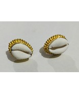Cowrie Shell Stud Handmad Earrings,18K Gold Plated Designer Earrings, Ha... - $418.86 MXN
