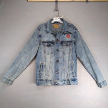 Jim Bean Blue Denim Trucker Jean Jacket Men&#39;s S Embroidered Distressed P... - $30.00