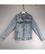 Jim Bean Blue Denim Trucker Jean Jacket Men&#39;s S Embroidered Distressed P... - $551.25 MXN