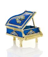 Keren Kopal Blue Flowers Piano Trinket box Decorated with Austrian Crystals - $66.60