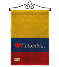 Colombia Burlap - Impressions Decorative Metal Wall Hanger Garden Flag Set GS108 - £26.86 GBP