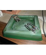 Vintage Ceramic Green Splatter Saf-T-Tray Ashtray 1960&#39;s/Auto Dump Brack... - £25.31 GBP