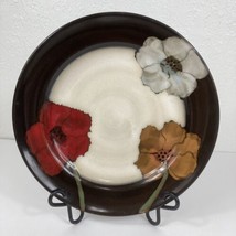 Pfaltzgraff Painted Poppies 11.25&quot; Dinner Plate Stoneware Gray Red Tan Flowers - £15.81 GBP