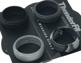 ThunderFit Mens 4 Pack Silicone Wedding Bands Rings Size 10 Black and Gray Tones image 2