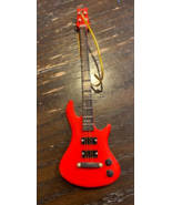 String Instrument Red Bass  Wooden Guitar 6  Tree Ornament 5 inches - £11.69 GBP