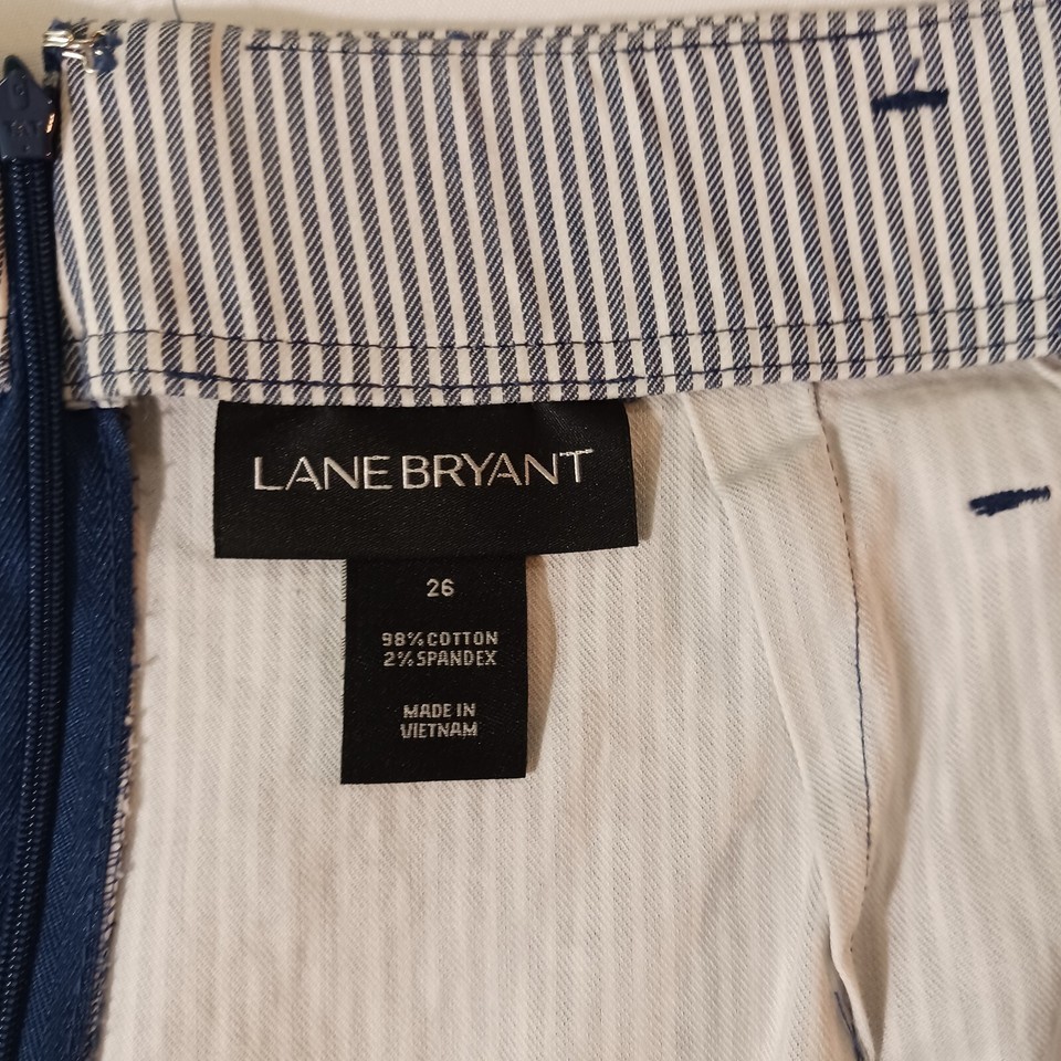 Lane Bryant Womens Gray Cotton Blend Stripes Waist Self Tie String Skirt Size 26 Item image 3