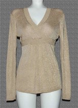 Ann Taylor Loft Gold Metallic Criss Cross Top Gathered Skirt Front Sweat... - $27.99