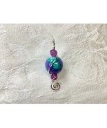 Pendant Wire Wrapped Handmade Polymer Clay Silver Plate Wire Marbled Pur... - $15.00