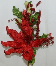 Unbranded 999367 Green Red Poinsettia  Holly Berries Christmas Decoration image 2