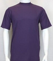 Mens Dressy T-Shirt  Log-In Uomo Soft Crew Neck Corded Short Sleeves 218 Purple - £31.59 GBP
