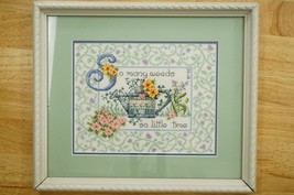 Framed Textile Art Complete Cross Stitch So Many Weeds So Little Time Ga... - $54.44