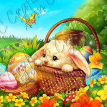 Easter Bunny In Basket Clip Art - £1.95 GBP