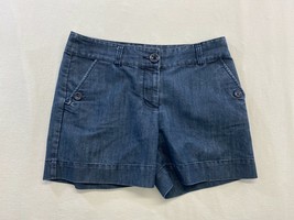 Midtown Women&#39;s Denim Chino Shorts Size 8 Cotton/Polyester Flat Front Mi... - $10.74 CAD
