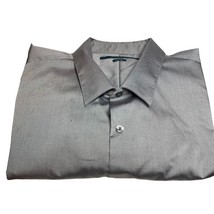 Perry Ellis Dress Shirt Mens Gray Polished 100% Cotton Non-Iron Size XL - $13.65