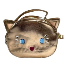 Luv Betsey Johnson Rose Gold Kitty Cat Face Handbag Purse 9&quot; Phone Holde... - £30.13 GBP