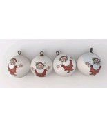 Vintage Lot of 4 Silk Hand painted Christmas Ball Ornaments Santa Claus ... - $315.91 MXN