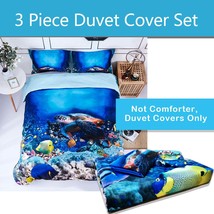 3D Sea Turtle Print Duvet Cover Set with Zipper Closure - Machine Washable - £12.78 GBP+